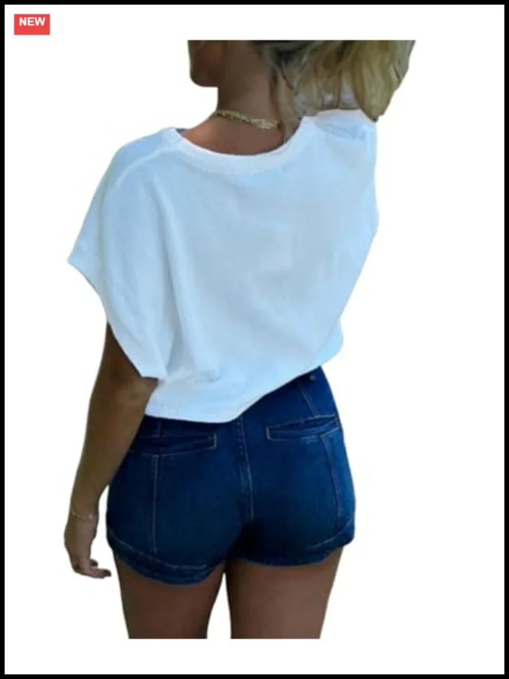American Flag Cap Sleeve Crew Neck Summer Knit Pullover Top